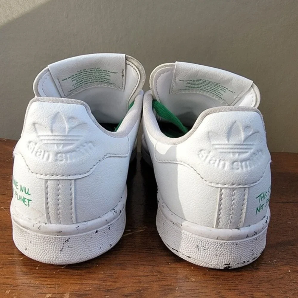 Adidas Stan Smith Vegan Clean Classics White Green Sneakers Size 4 | FU9609‎